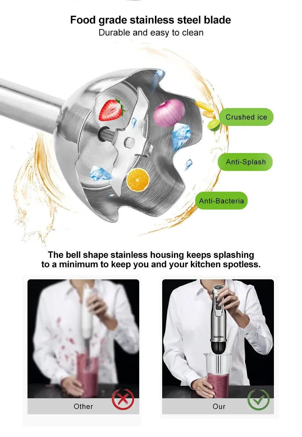 BioloMix 4 in 1 immersion hand blender with chopper