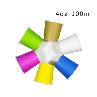 Perfect for espresso, desserts, or tastings—these 4oz solid color paper cups are stylish, sturdy, and disposable for quick clean-up.