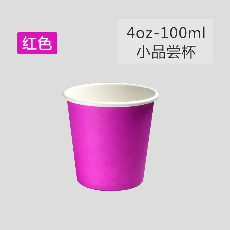 Perfect for espresso, desserts, or tastings—these 4oz solid color paper cups are stylish, sturdy, and disposable for quick clean-up.