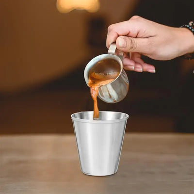 Sleek metal shot cups built to last. Use them for camping drinks, kitchen sauces, or party shots. A stylish, reusable alternative to plastic.