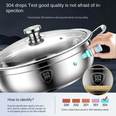 Crafted from 304 stainless steel, this thickened soup pot is non-stick, durable, and perfect for all stovetops—including induction and gas.