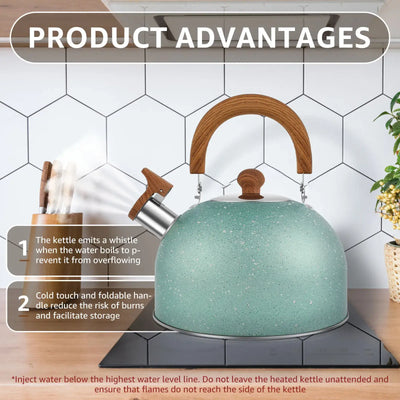 Boil in style with this 3L stainless steel whistle kettle. Thickened design ensures durability, while the whistle alerts you when water’s ready.