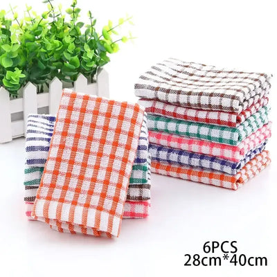 Durable velvet cotton dishcloths, 6-pack. These absorbent towels make kitchen cleaning easy and efficient.