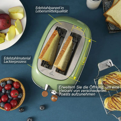 Retro kitchen toaster with grill, smart breakfast maker.