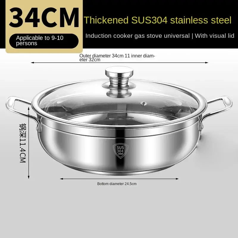 Crafted from 304 stainless steel, this thickened soup pot is non-stick, durable, and perfect for all stovetops—including induction and gas.