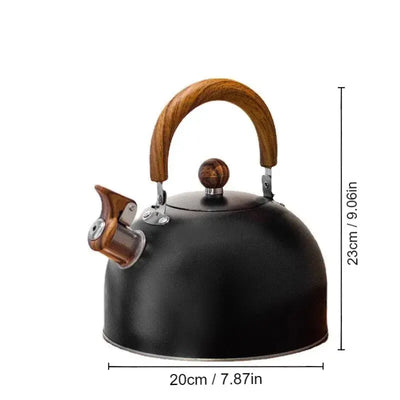 Sleek and durable, this 2.5/3L stainless steel kettle features a loud whistle, thickened base, and is compatible with gas and induction cookers.