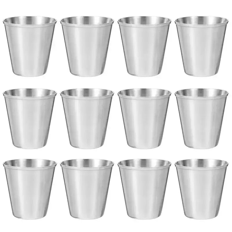 Sleek metal shot cups built to last. Use them for camping drinks, kitchen sauces, or party shots. A stylish, reusable alternative to plastic.