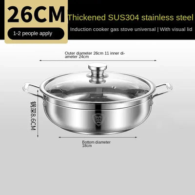 Crafted from 304 stainless steel, this thickened soup pot is non-stick, durable, and perfect for all stovetops—including induction and gas.