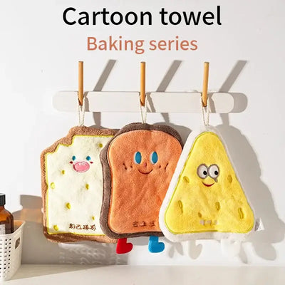 Soft and fun kitchen hand wipe with a hanging loop—quick-dry flannel fabric makes cleanup easy and stylish.