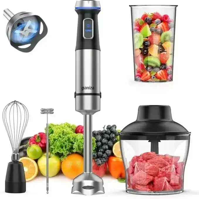 Blend, chop, whisk, and puree with ease using this 5-in-1 hand blender. Featuring 16 speed settings and a stainless steel blade for smooth, precise results.