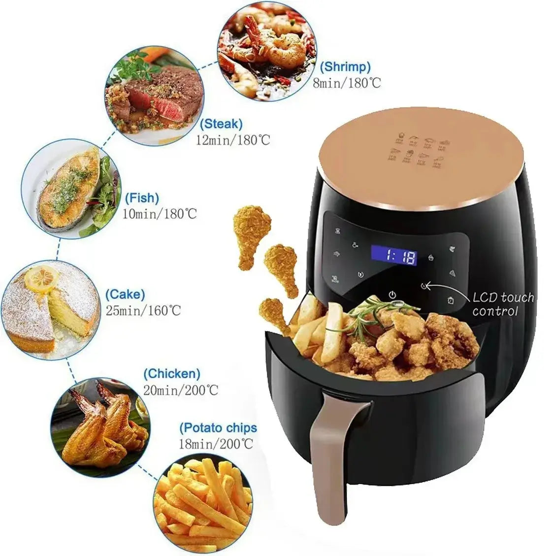 15L smart electric air fryer with touchscreen display