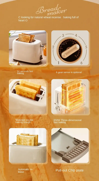 Automatic bread toaster for sandwich and slice heating