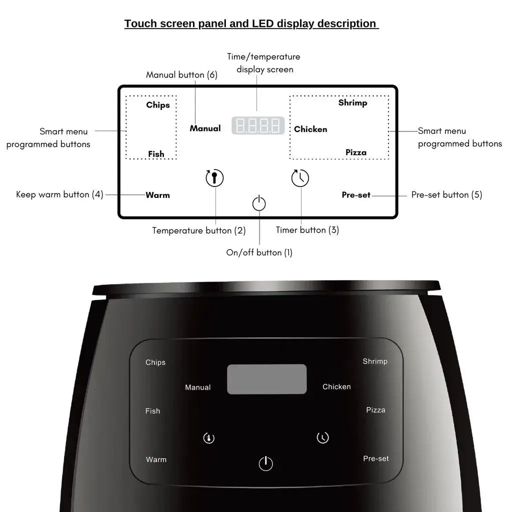 15L smart electric air fryer with touchscreen display