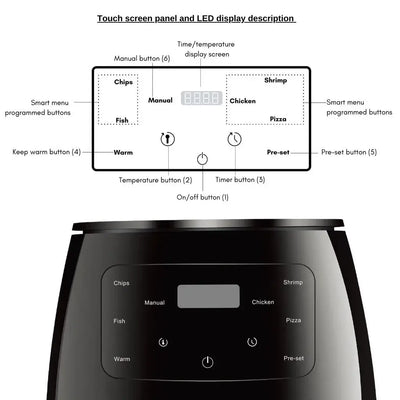 15L smart electric air fryer with touchscreen display