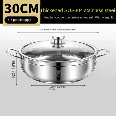 Crafted from 304 stainless steel, this thickened soup pot is non-stick, durable, and perfect for all stovetops—including induction and gas.