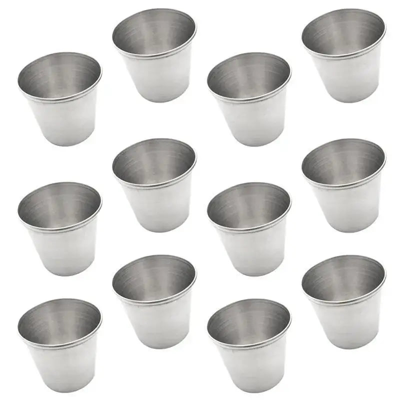 Sleek metal shot cups built to last. Use them for camping drinks, kitchen sauces, or party shots. A stylish, reusable alternative to plastic.
