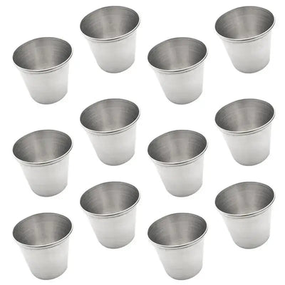 Sleek metal shot cups built to last. Use them for camping drinks, kitchen sauces, or party shots. A stylish, reusable alternative to plastic.