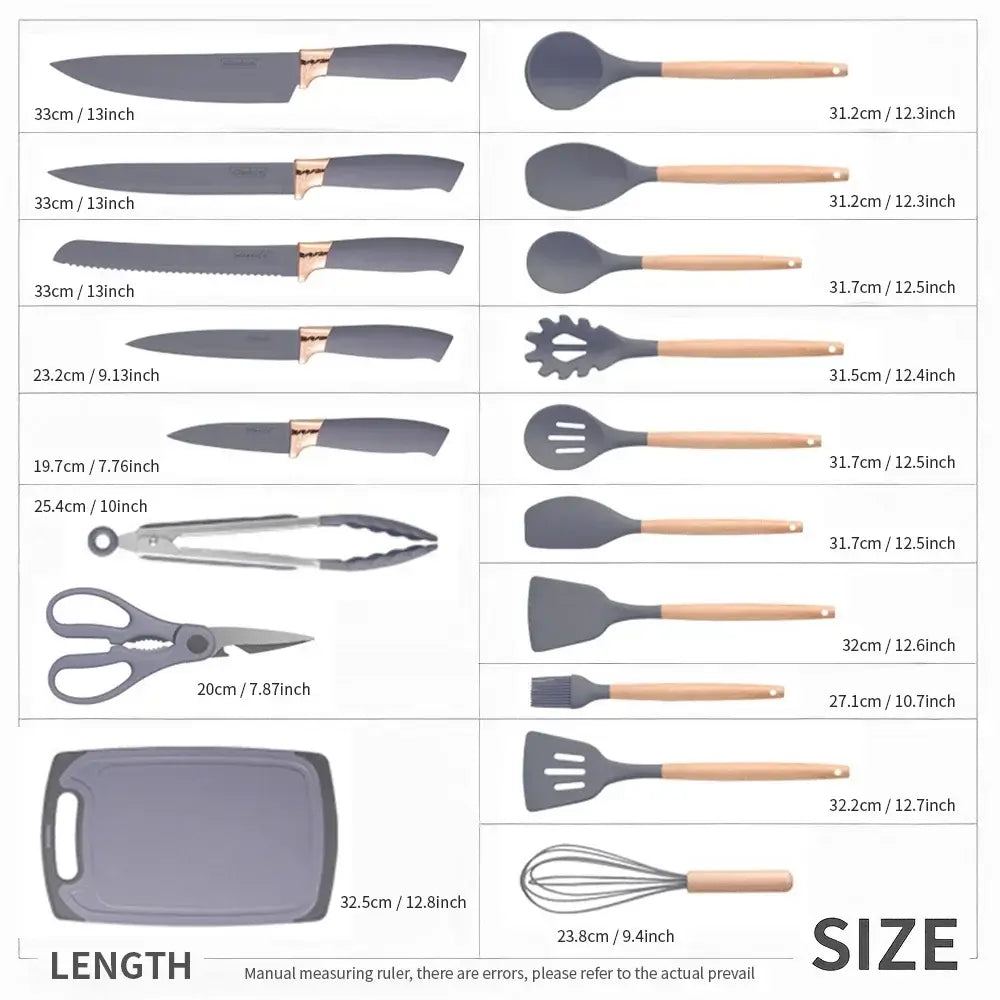 Heat-resistant non-stick cooking tools and knives set