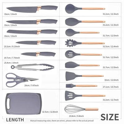 Heat-resistant non-stick cooking tools and knives set