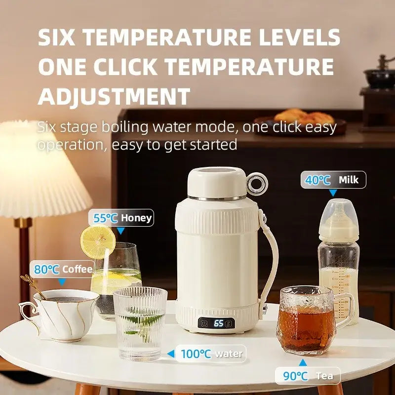 Boil smarter with this 1.2L portable electric kettle. Crafted with 316 stainless steel, it offers precise temperature control, insulation, and auto shut-off safety.