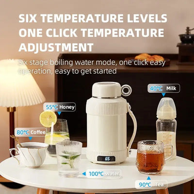 Boil smarter with this 1.2L portable electric kettle. Crafted with 316 stainless steel, it offers precise temperature control, insulation, and auto shut-off safety.