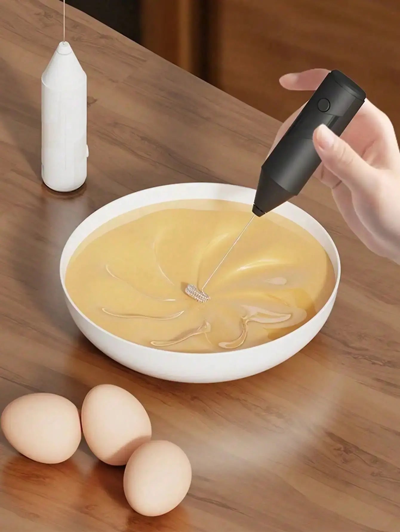 Milk frother for latte, cappuccino, and matcha drinks