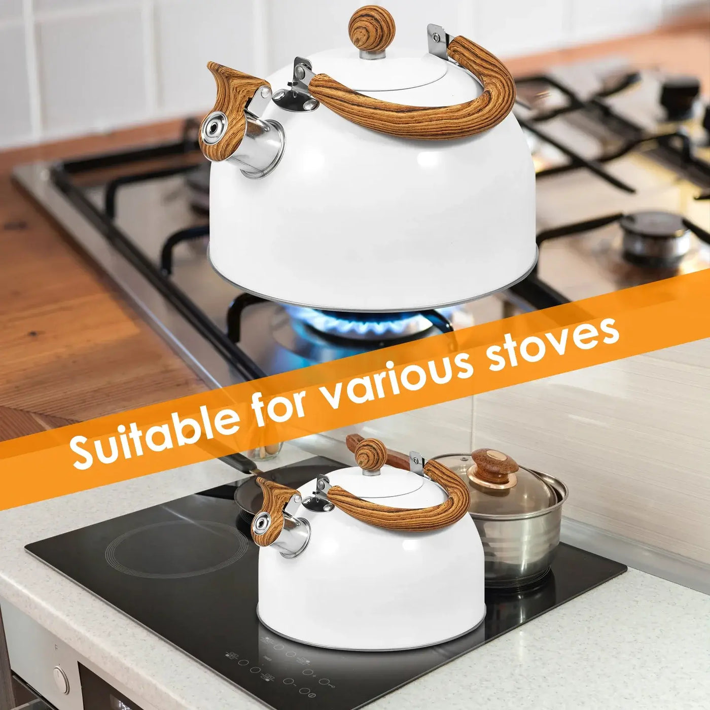 Boil in style with this rustproof stainless steel tea kettle. The anti-scald handle and loud whistle ensure safety and convenience with every brew.
