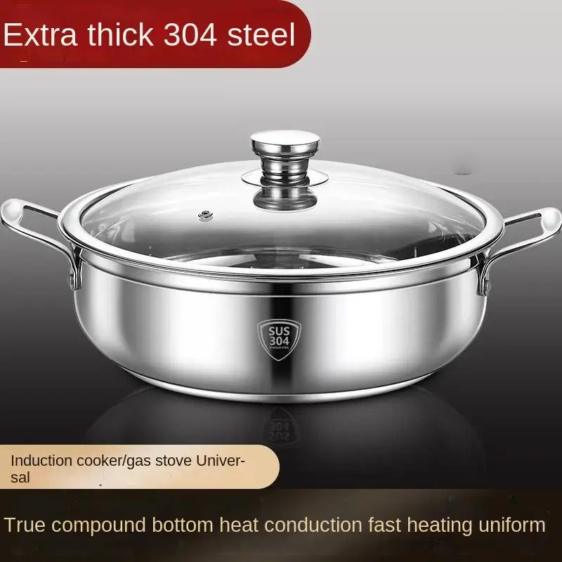 Crafted from 304 stainless steel, this thickened soup pot is non-stick, durable, and perfect for all stovetops—including induction and gas.