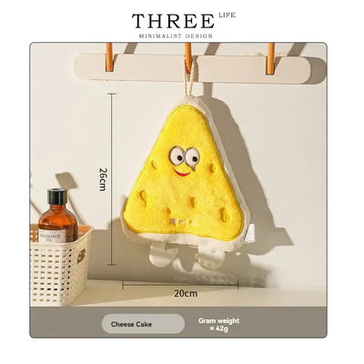 Soft and fun kitchen hand wipe with a hanging loop—quick-dry flannel fabric makes cleanup easy and stylish.