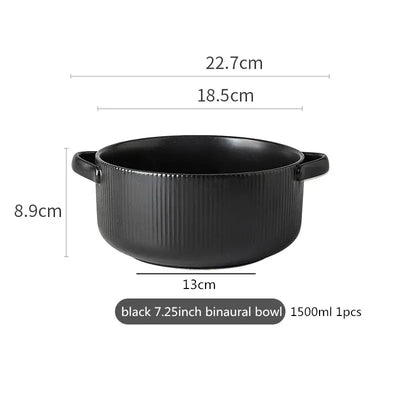 Elegant black porcelain plates with gold rim finish.