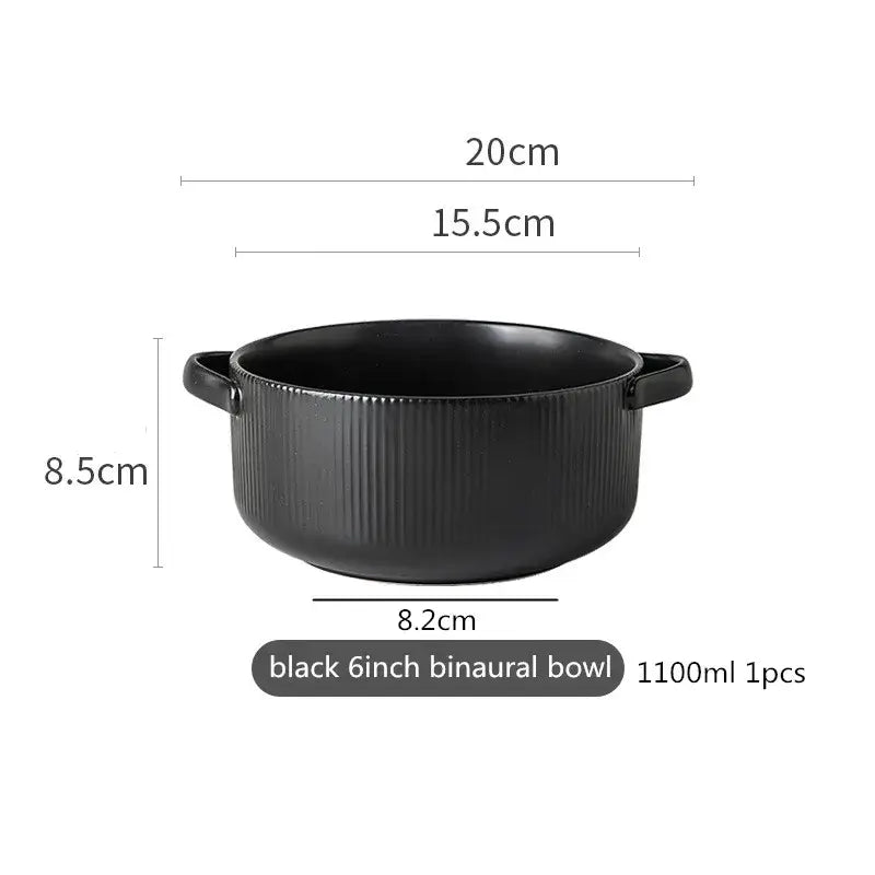 Elegant black porcelain plates with gold rim finish.