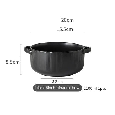 Elegant black porcelain plates with gold rim finish.