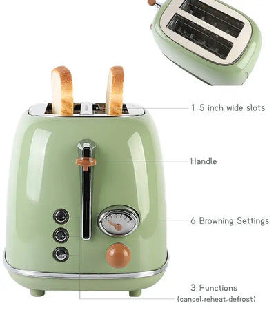 Retro kitchen toaster with grill, smart breakfast maker.