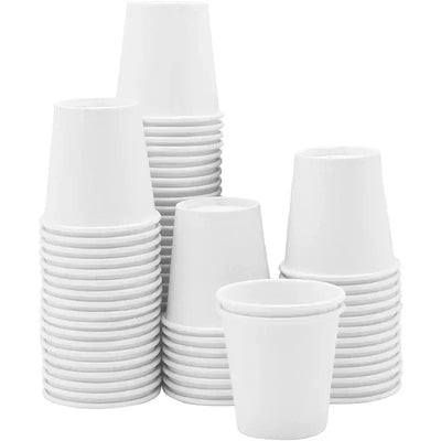 Perfect for bathrooms, mouthwash, or espresso shots—these 3oz white paper cups are compact, disposable, and always ready when you need them.