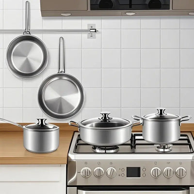 3-ply pots and pans set with stay-cool handles