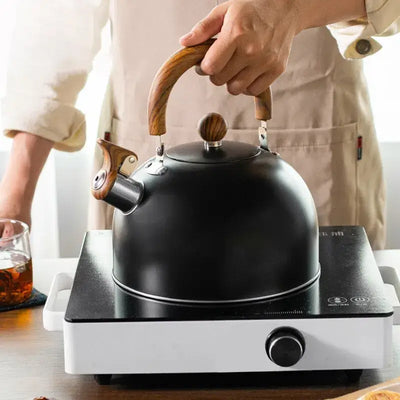 Boil with ease using this 2.5/3L stainless steel whistle kettle—thickened base for fast heating and a loud whistle for perfect timing.