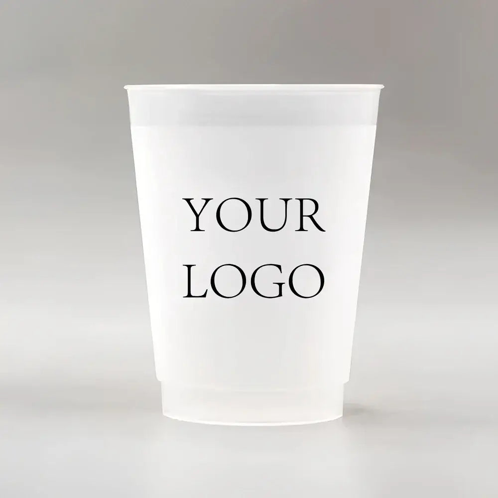 Make your big day unforgettable with our 12oz frosted plastic cups—customized with names, dates, or quotes for the perfect personal touch.