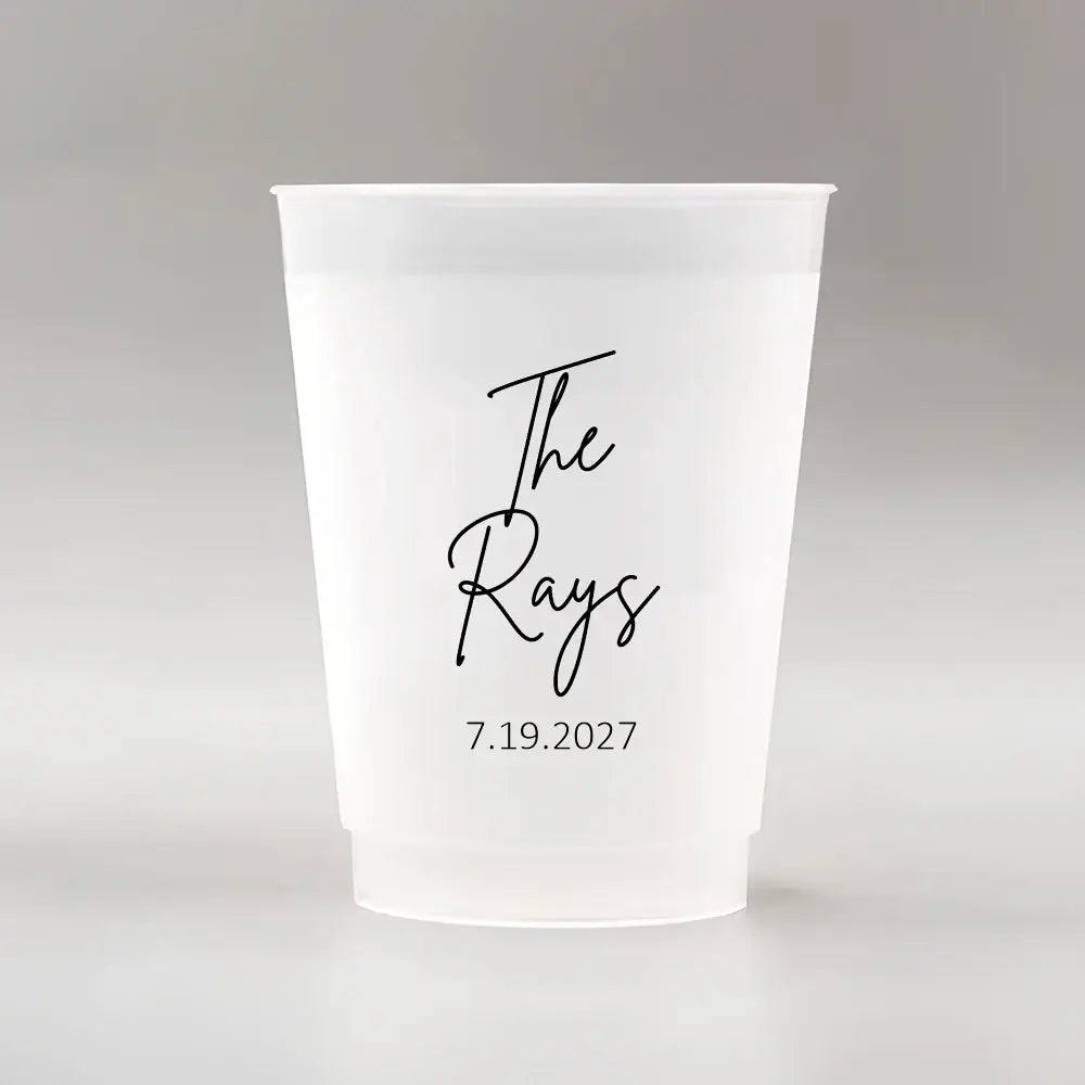 Make your big day unforgettable with our 12oz frosted plastic cups—customized with names, dates, or quotes for the perfect personal touch.