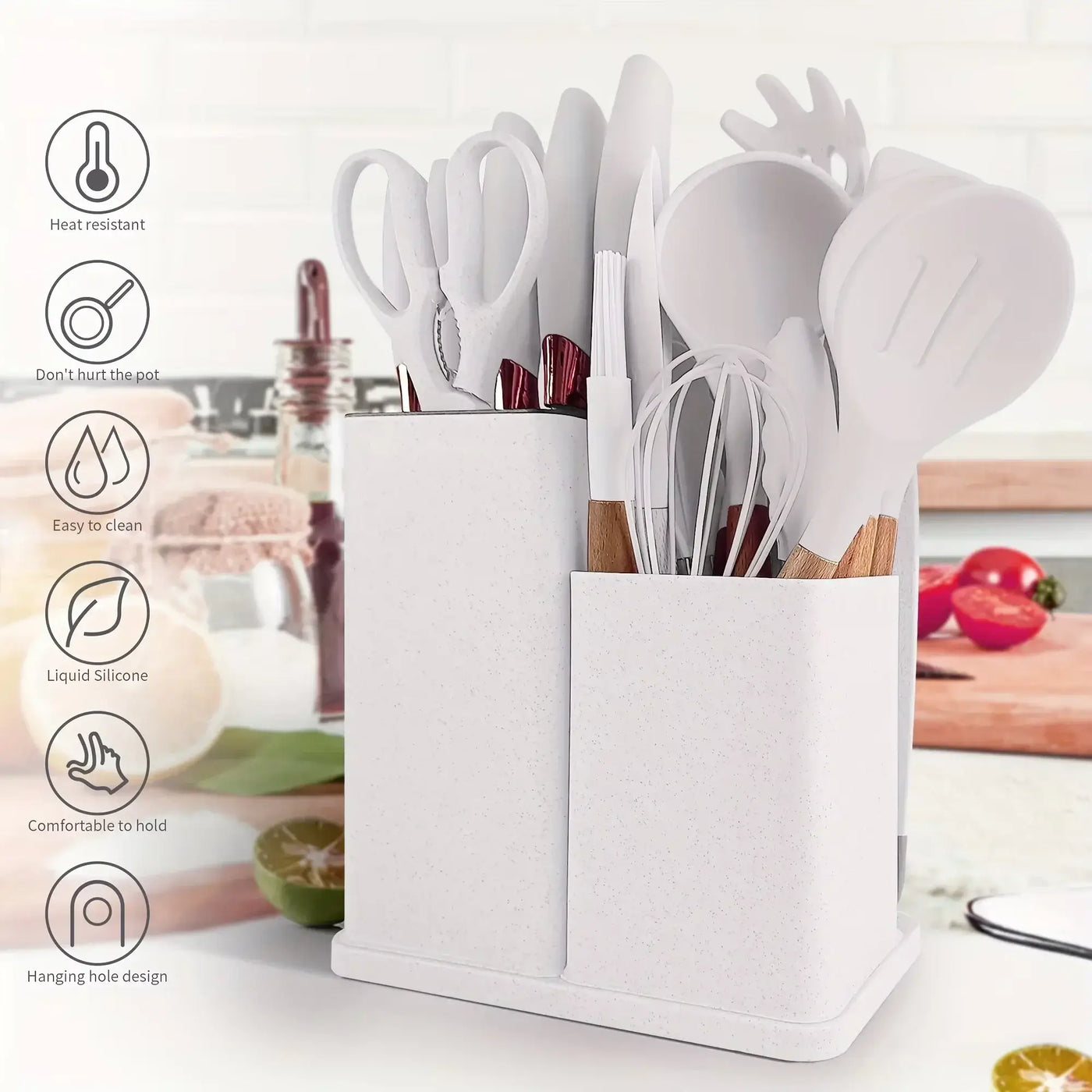 Heat-resistant non-stick cooking tools and knives set