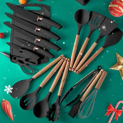 Heat-resistant non-stick cooking tools and knives set