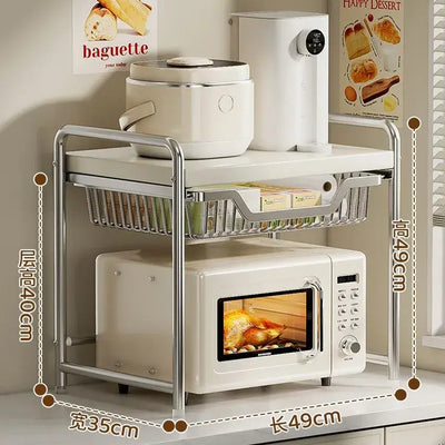 Maximize your kitchen space with this sturdy, multi-layer shelf. Perfect for your microwave, rice cooker, and everyday utensils.