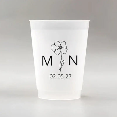 Make your big day unforgettable with our 12oz frosted plastic cups—customized with names, dates, or quotes for the perfect personal touch.