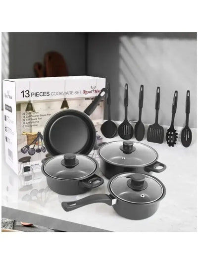 Complete kitchenware set including small frying pan and shovel