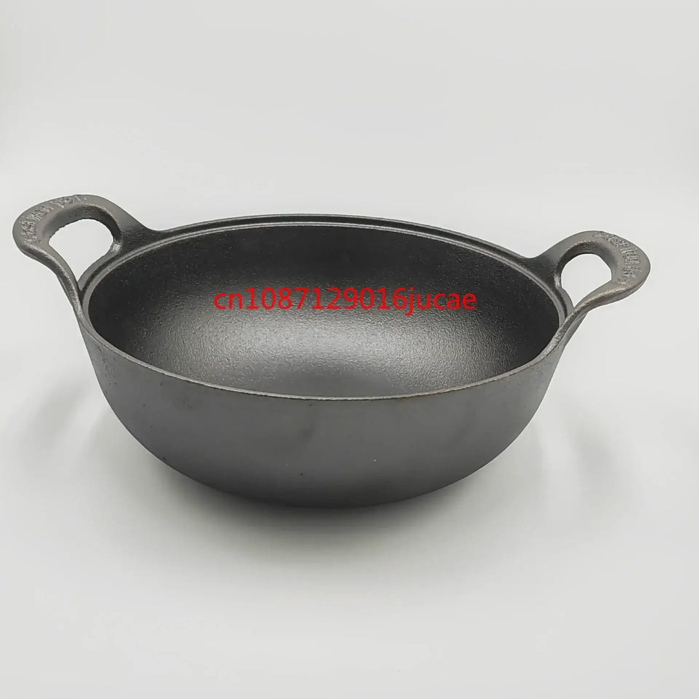 Durable cast iron stew pot with double handles—perfect for soups, stews, and stir-fries. Even heat, non-stick cooking without coating.
