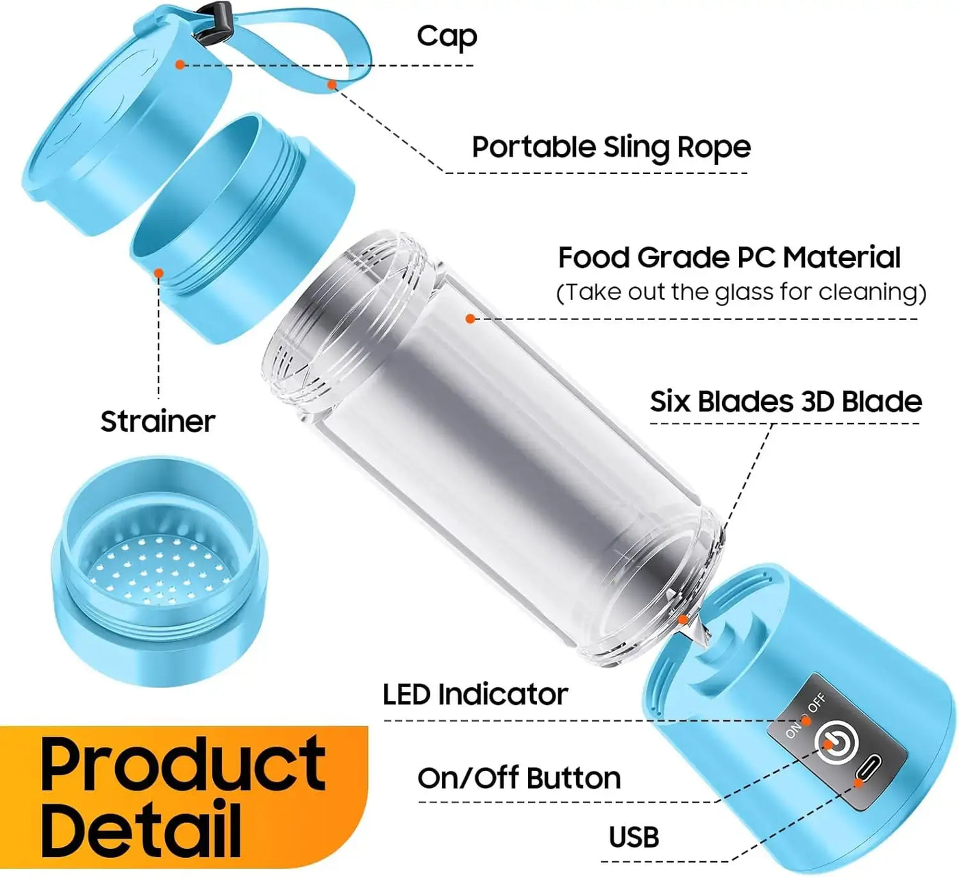 Blend on the go with this 2025 upgraded portable blender. Featuring 6 powerful blades, it’s perfect for fresh smoothies, shakes, and juice—anytime, anywhere.