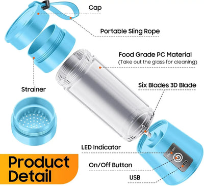 Blend on the go with this 2025 upgraded portable blender. Featuring 6 powerful blades, it’s perfect for fresh smoothies, shakes, and juice—anytime, anywhere.
