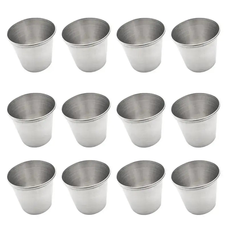 Sleek metal shot cups built to last. Use them for camping drinks, kitchen sauces, or party shots. A stylish, reusable alternative to plastic.