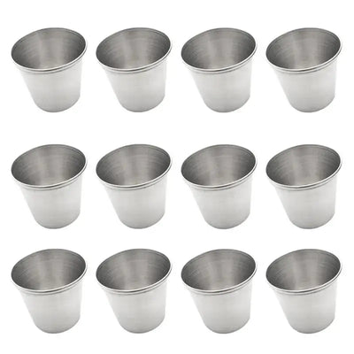 Sleek metal shot cups built to last. Use them for camping drinks, kitchen sauces, or party shots. A stylish, reusable alternative to plastic.