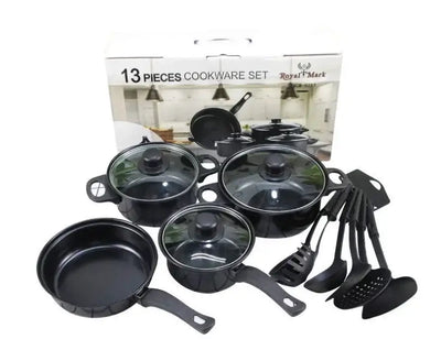 Complete kitchenware set including small frying pan and shovel