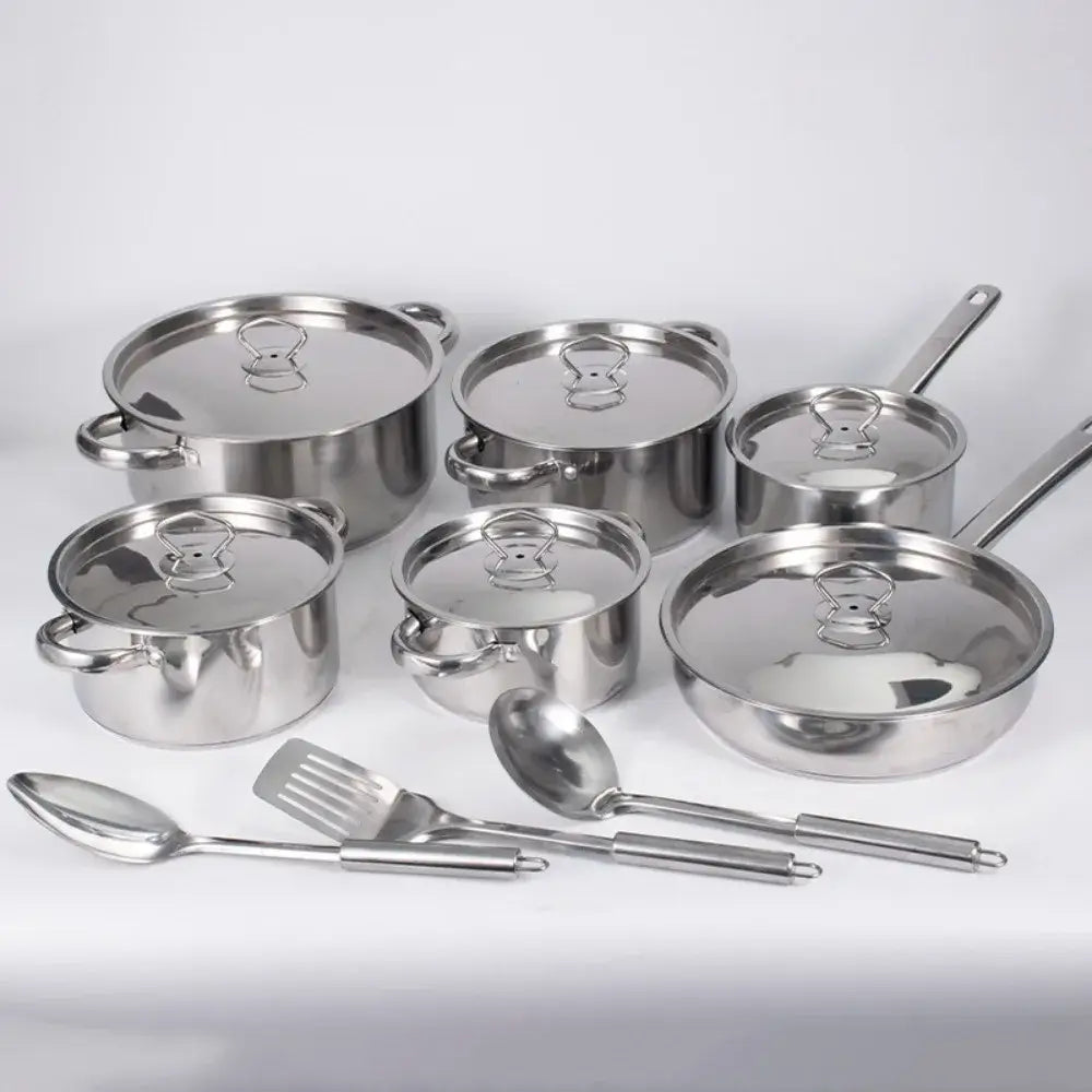 3-ply pots and pans set with stay-cool handles